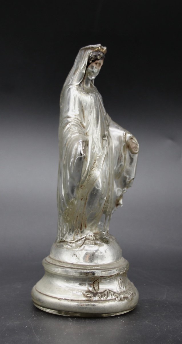 19th Century Virgin In églomisé Glass-photo-4