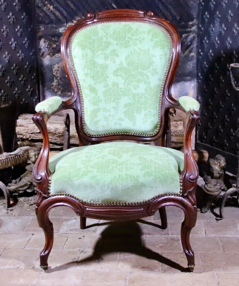 Pair Of Napoleon III Armchairs In Mahogany-photo-2