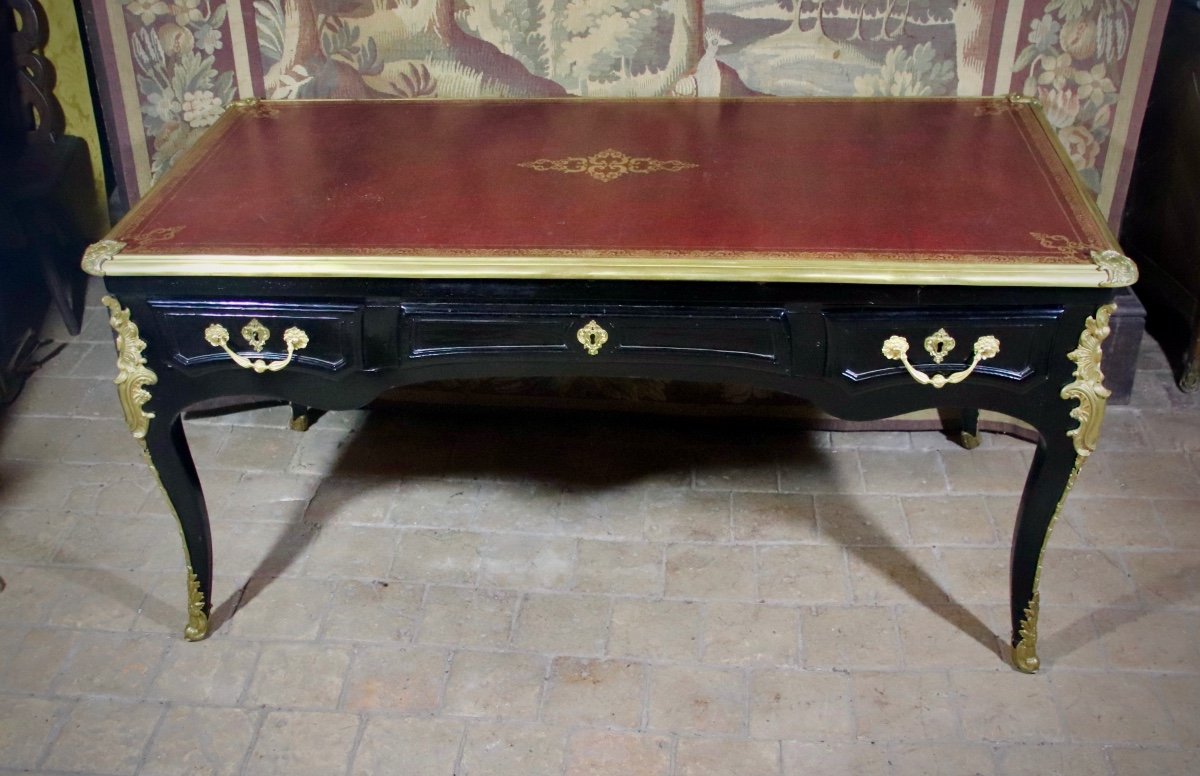 Louis XV Double-sided Desk In Blackened Wood, 18th Century-photo-5