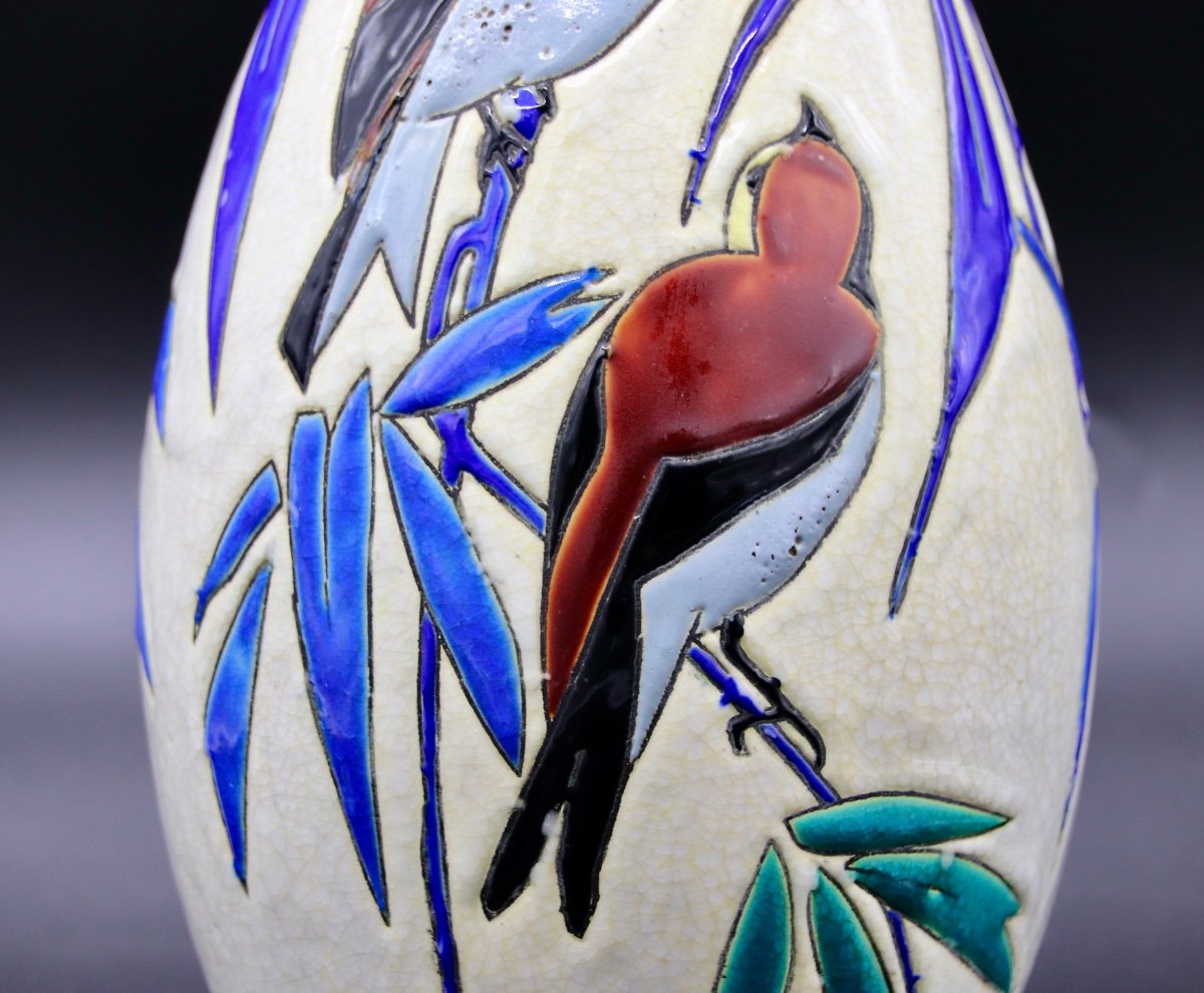 Kéramis Vase With Swallows By Charles Catteau-photo-3