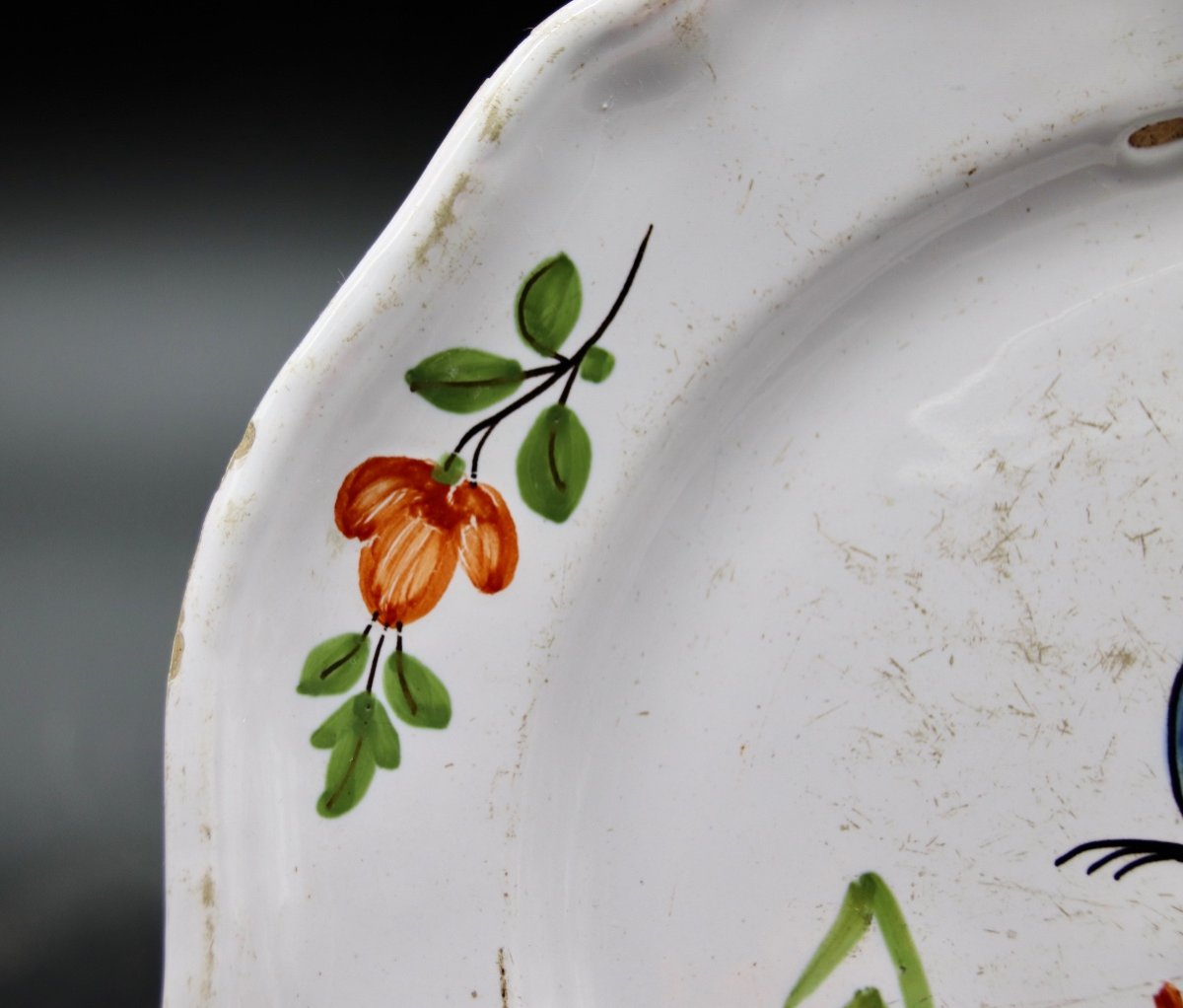 Earthenware Dish With Rooster Decor -photo-4