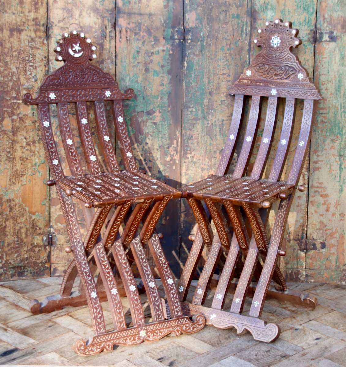 Pair Of 19th Century Syrian Folding Chairs-photo-3