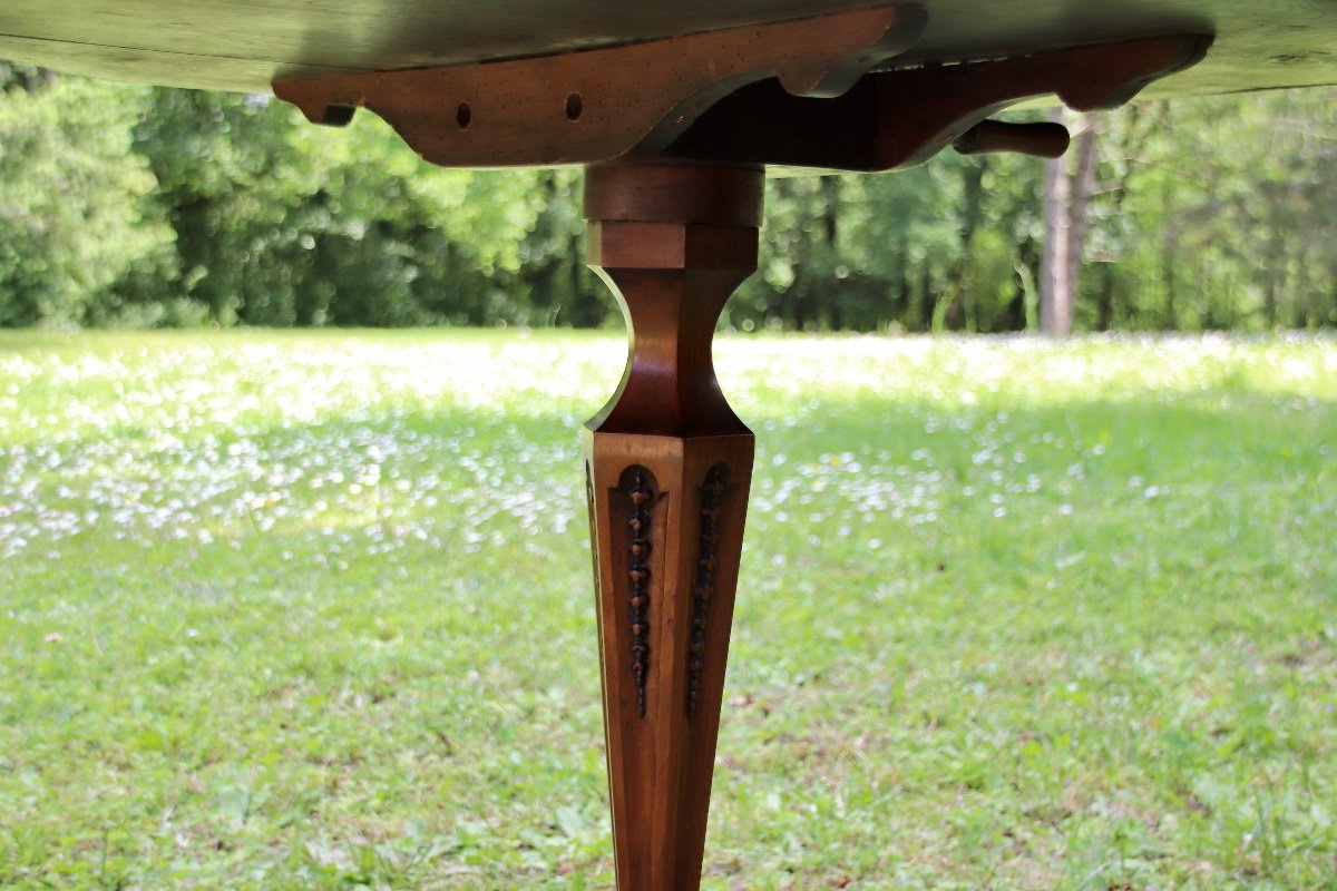 Louis XIV Period Pedestal Table In Carved Walnut With Period Tapestry-photo-4