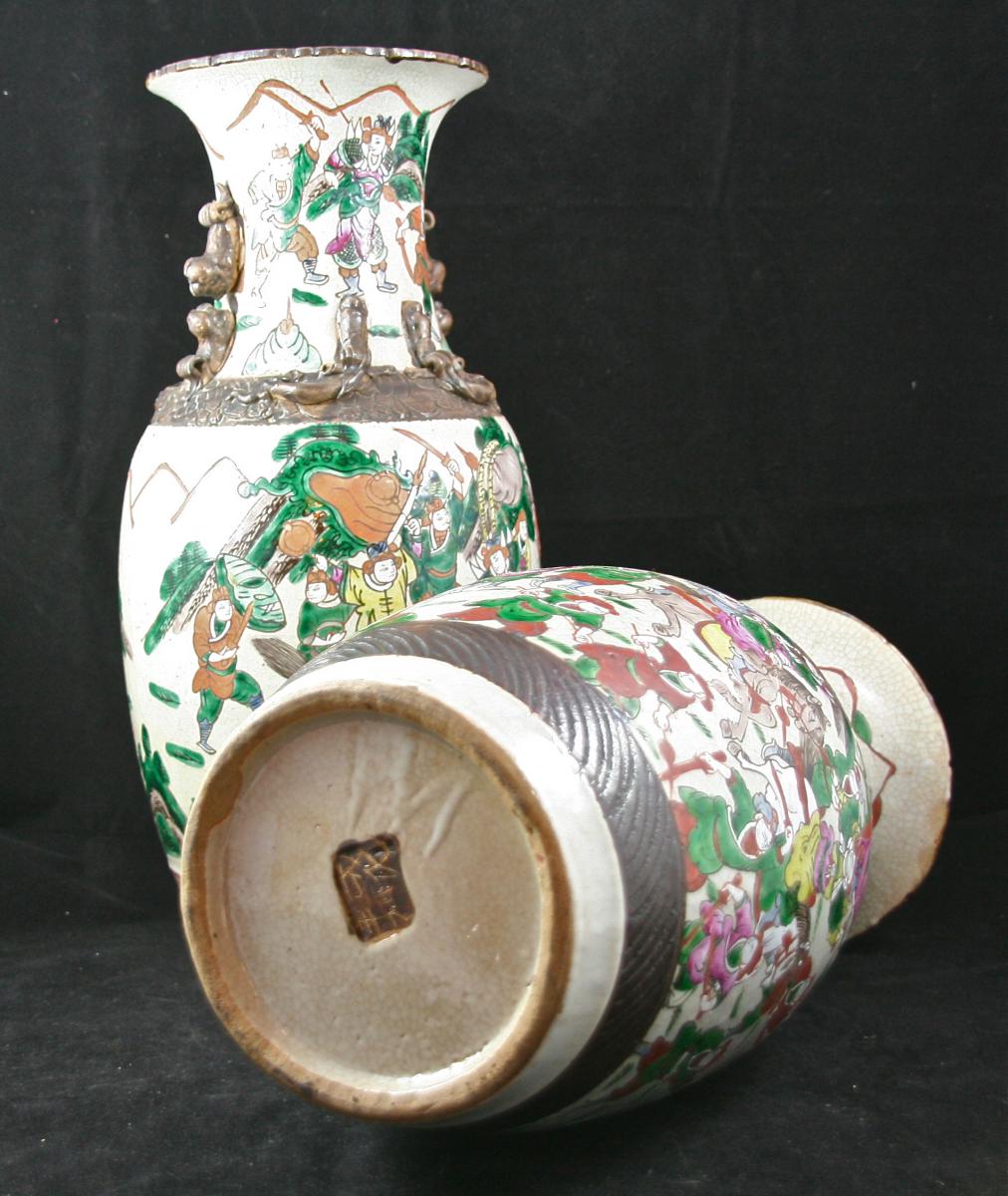 Pair Of Porcelain Vases, Canton XIX-photo-4