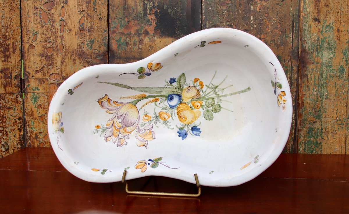 18th Century Earthenware Bidet From Franche Comté With Flower Decor-photo-5