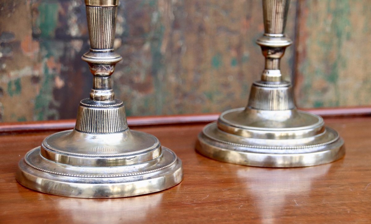 Pair Of Candlesticks In Polished Bronze Early 19th Century -photo-4