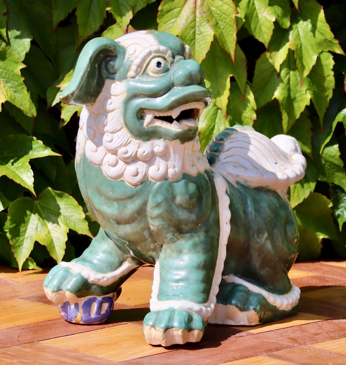 Pair Of 20th Century Fô Dogs In Earthenware-photo-4