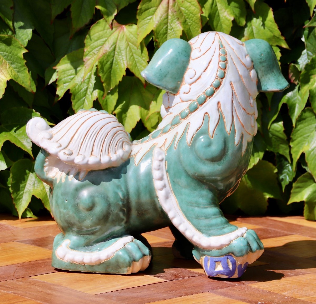 Pair Of 20th Century Fô Dogs In Earthenware-photo-2