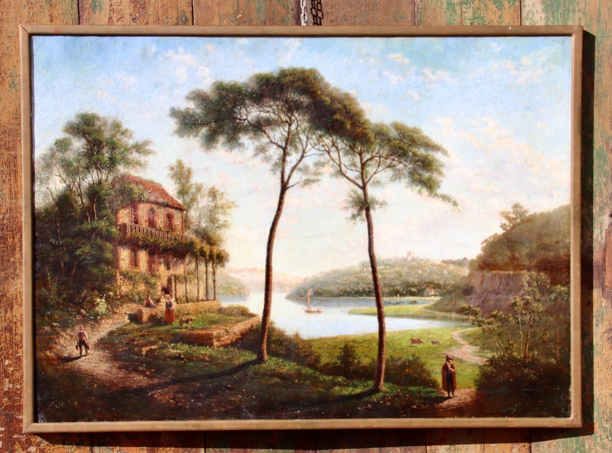 19th Century Painting The House On The Edge -photo-2