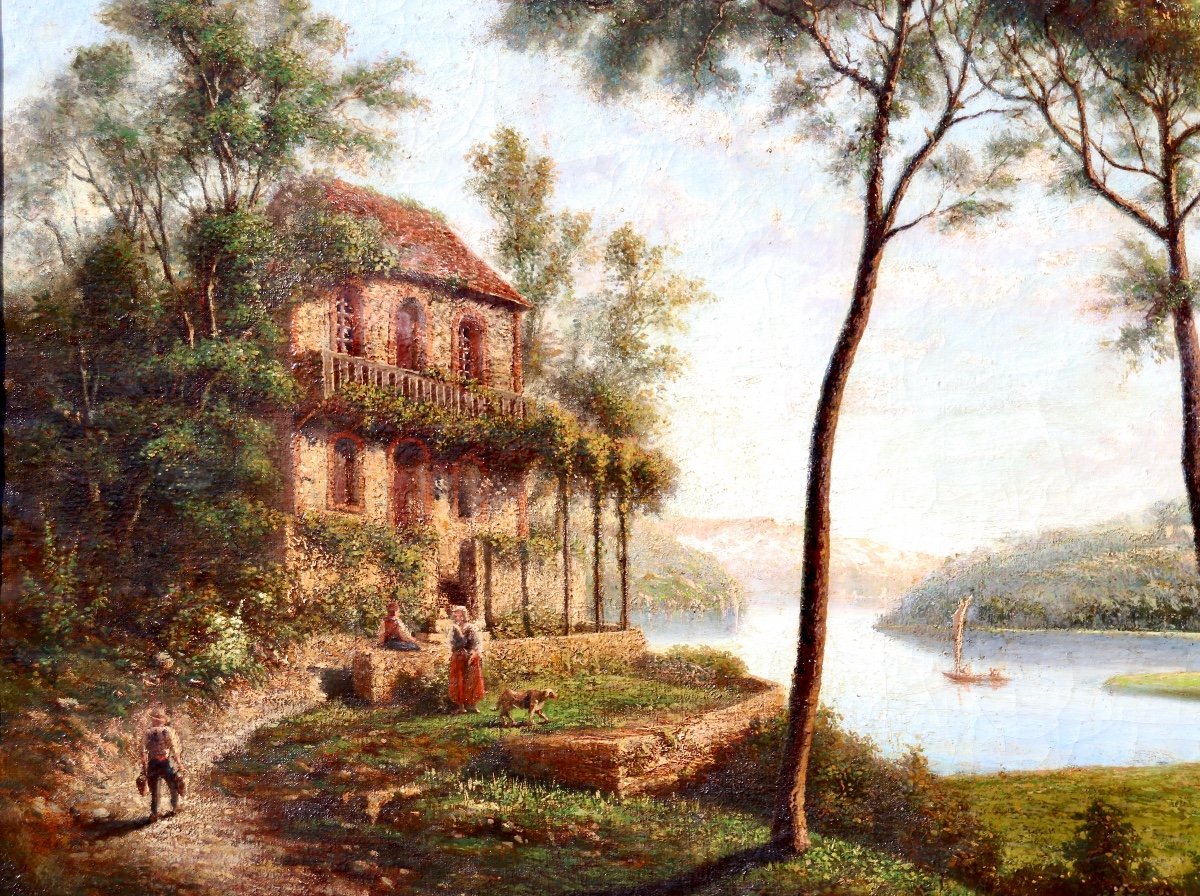 19th Century Painting The House On The Edge -photo-3