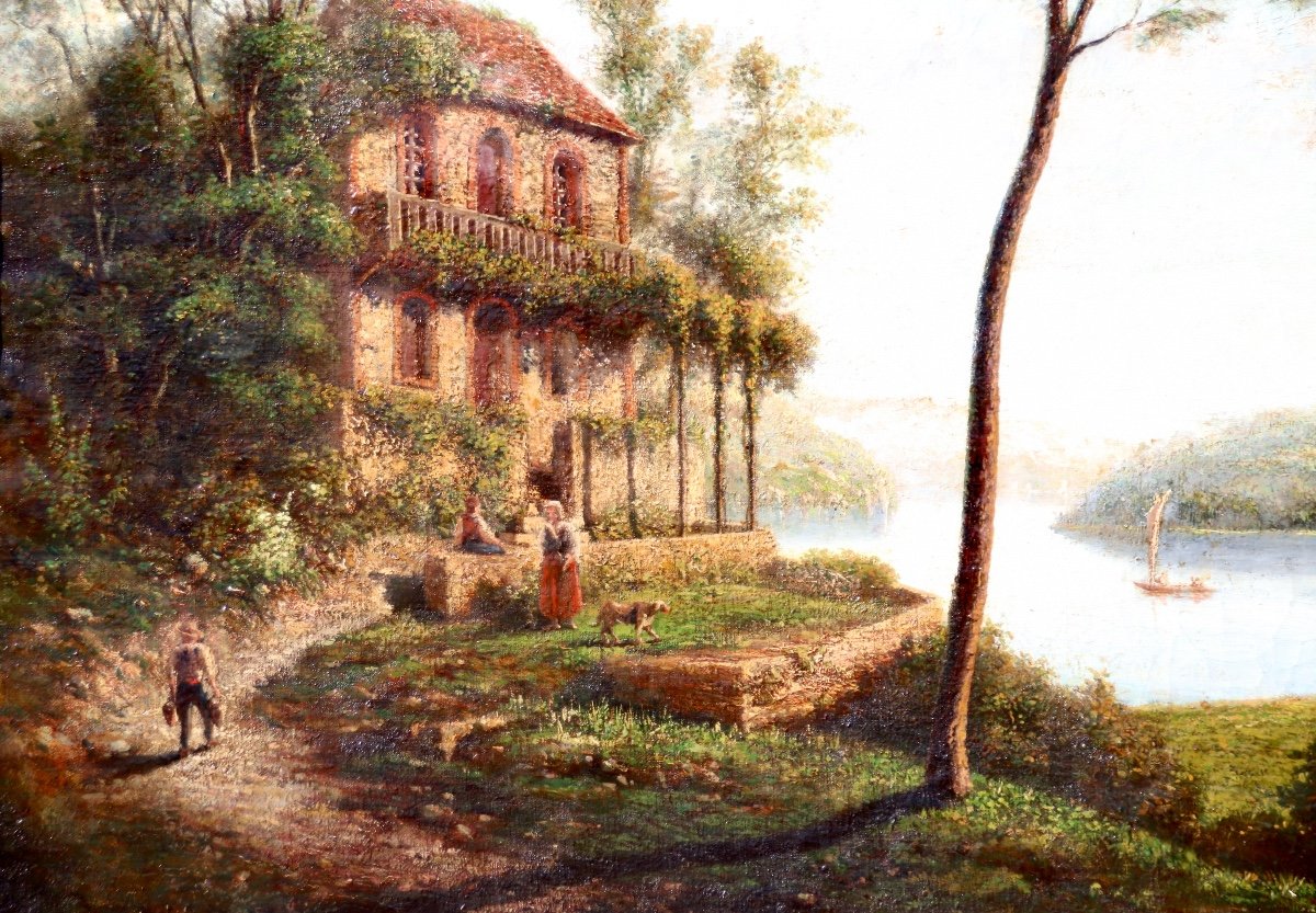 19th Century Painting The House On The Edge -photo-1