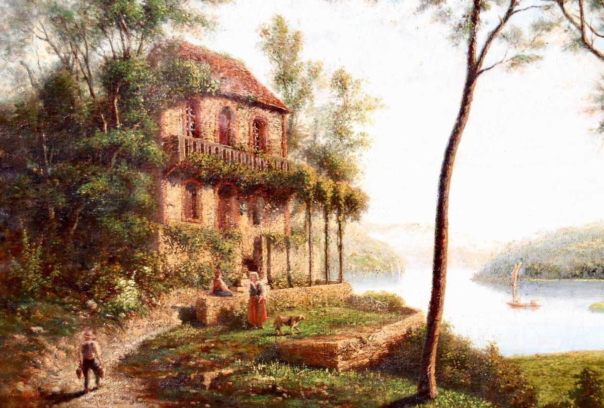 19th Century Painting The House On The Edge -photo-5