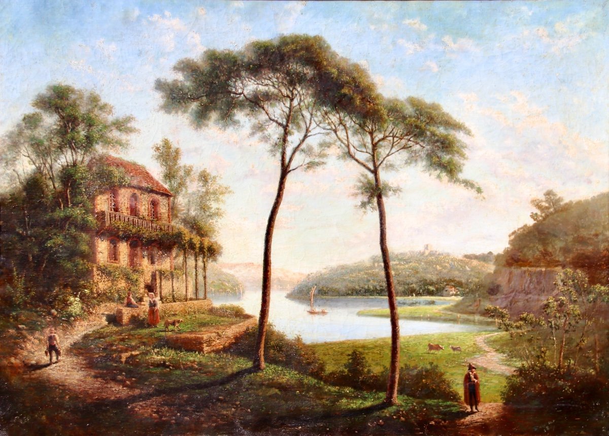 19th Century Painting The House On The Edge -photo-7