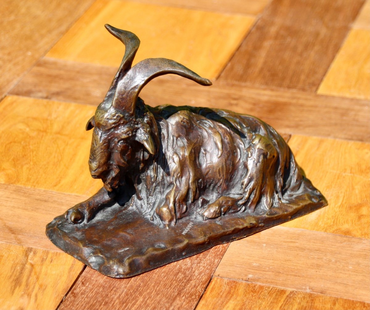 Bronze Of A Goat, 19th Century, Signed Magrou, Founder Siot Paris-photo-2