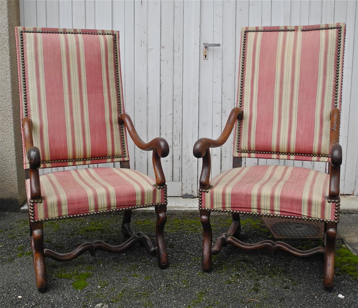 Pair Of Chairs XVIII, Louis XIV Walnut-photo-4