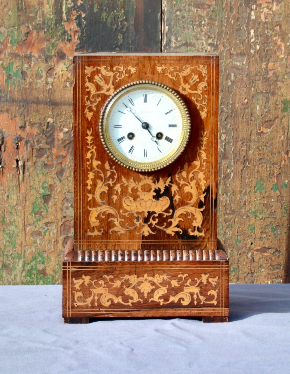 Pendule Charles X En Marqueterie 