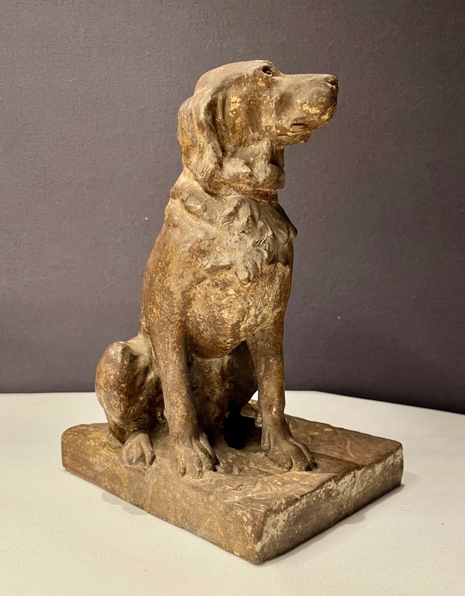 Sitting Sandstone Pointer Dog By G. Guyot -photo-4