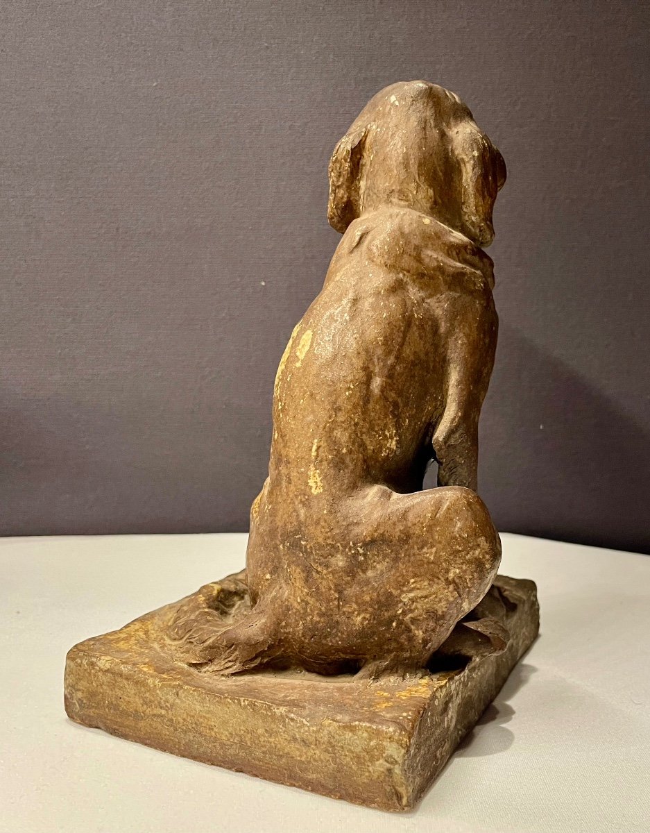 Sitting Sandstone Pointer Dog By G. Guyot -photo-2