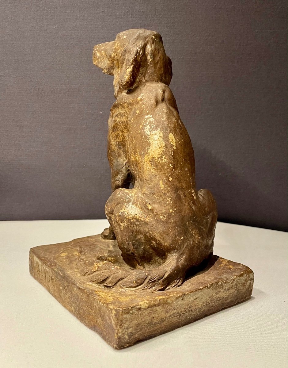 Sitting Sandstone Pointer Dog By G. Guyot -photo-3