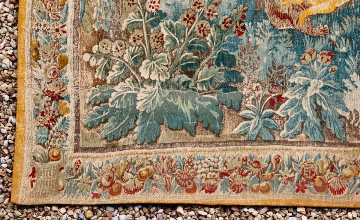 Large 19th Century Tapestry Reproduction Of Flanders Greenery From Decorative Arts -photo-2