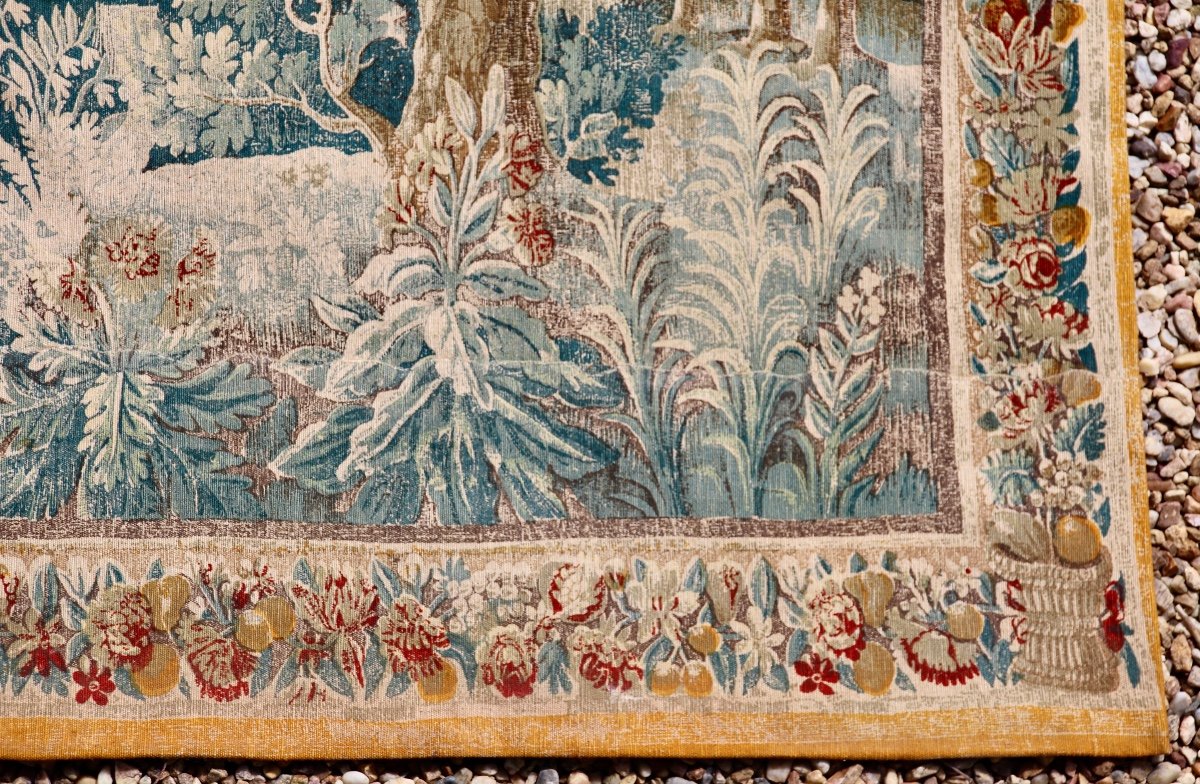 Large 19th Century Tapestry Reproduction Of Flanders Greenery From Decorative Arts -photo-2