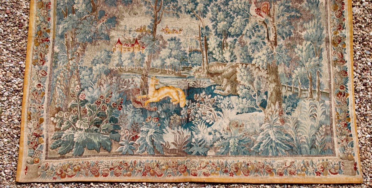 Large 19th Century Tapestry Reproduction Of Flanders Greenery From Decorative Arts -photo-4