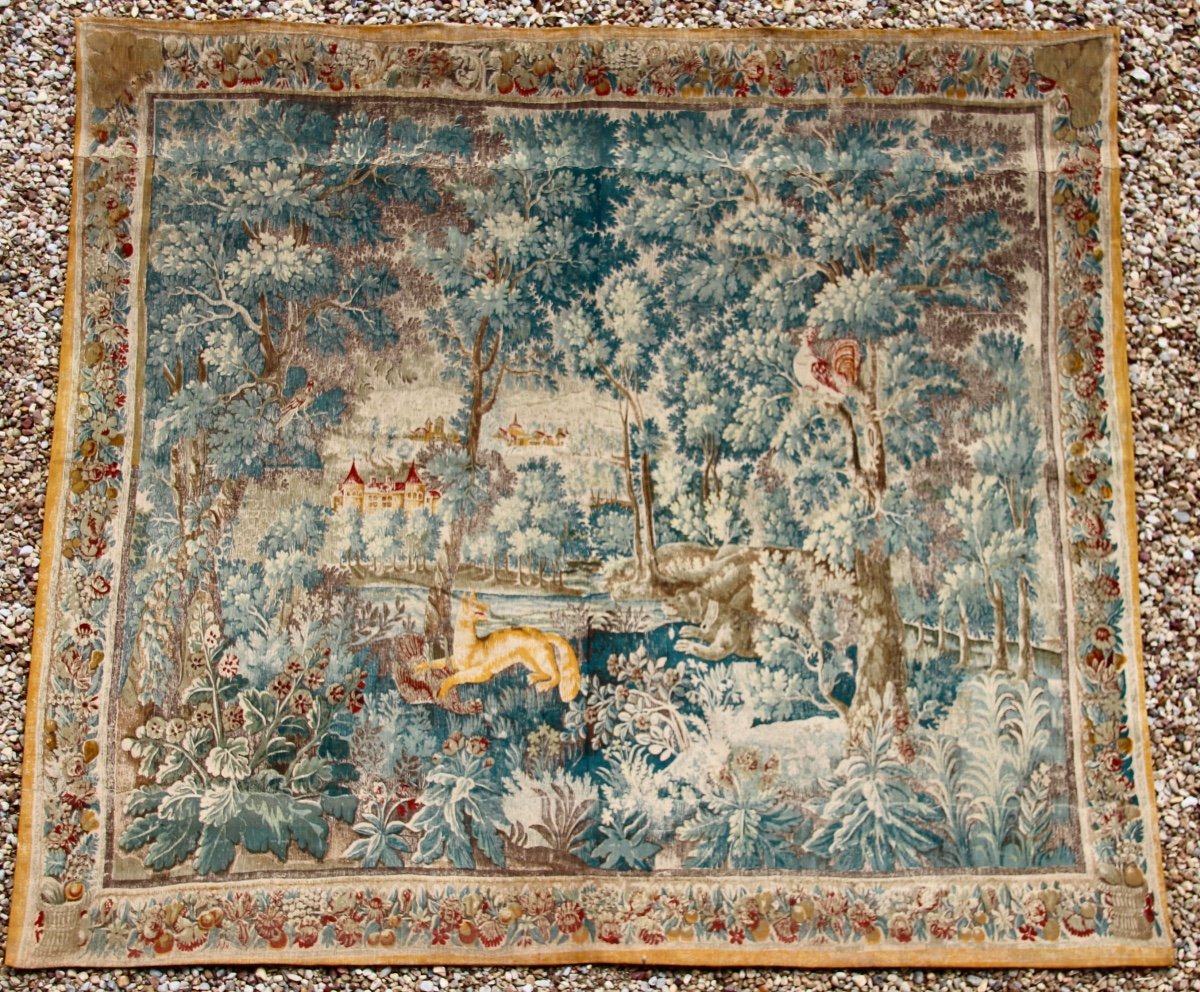 Large 19th Century Tapestry Reproduction Of Flanders Greenery From Decorative Arts -photo-5