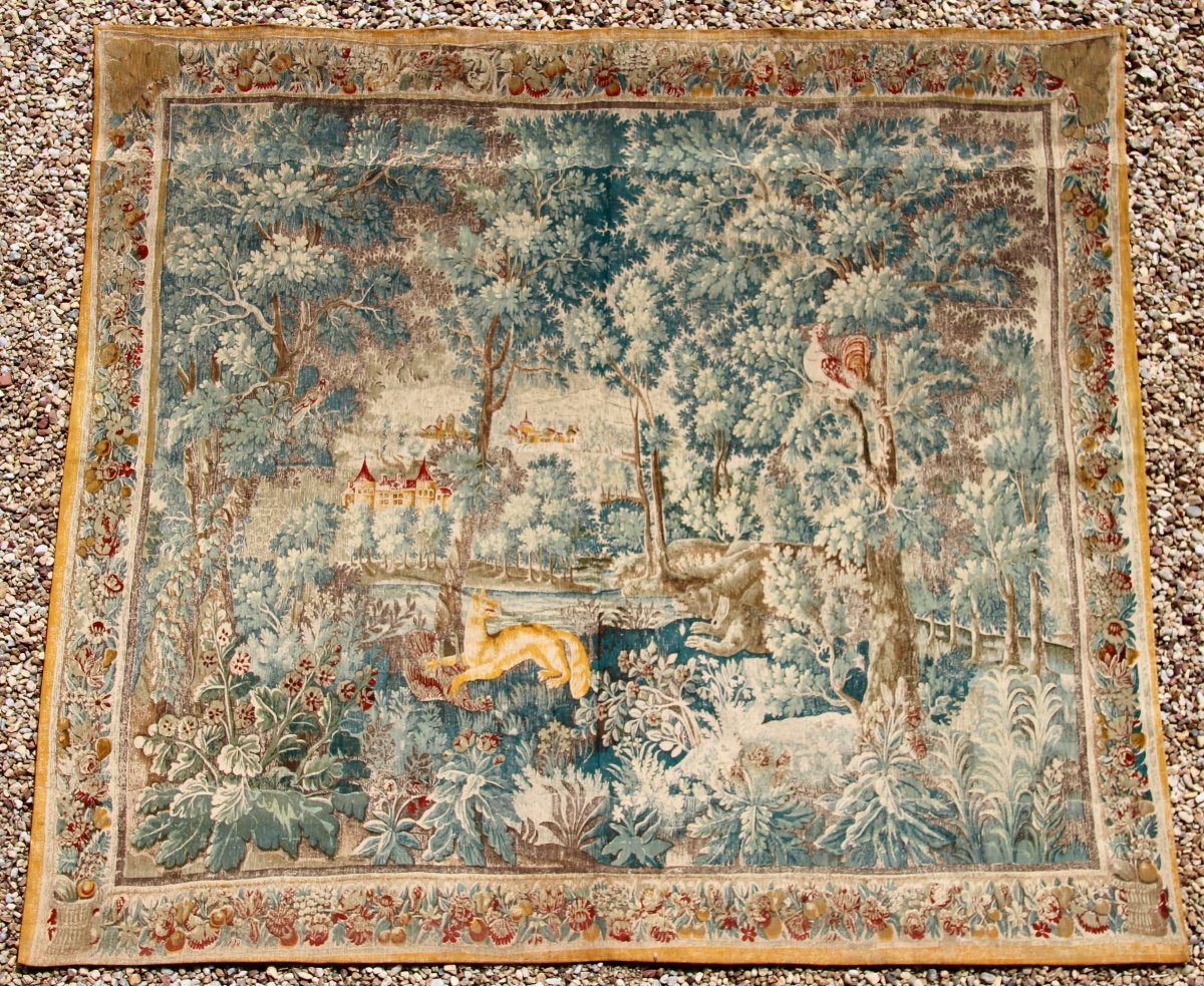 Large 19th Century Tapestry Reproduction Of Flanders Greenery From Decorative Arts 