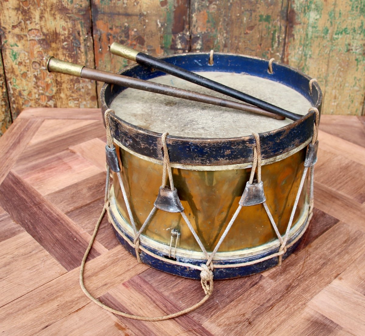 19th Century Drum With Its Sticks 