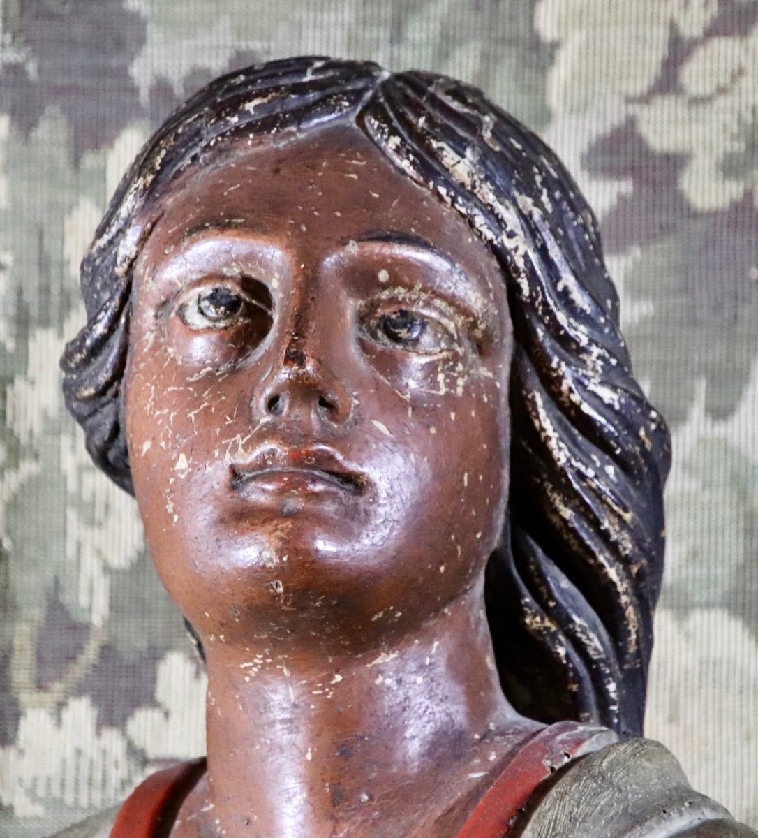 Grande Sainte Polychrome d'époque XVIIIème 