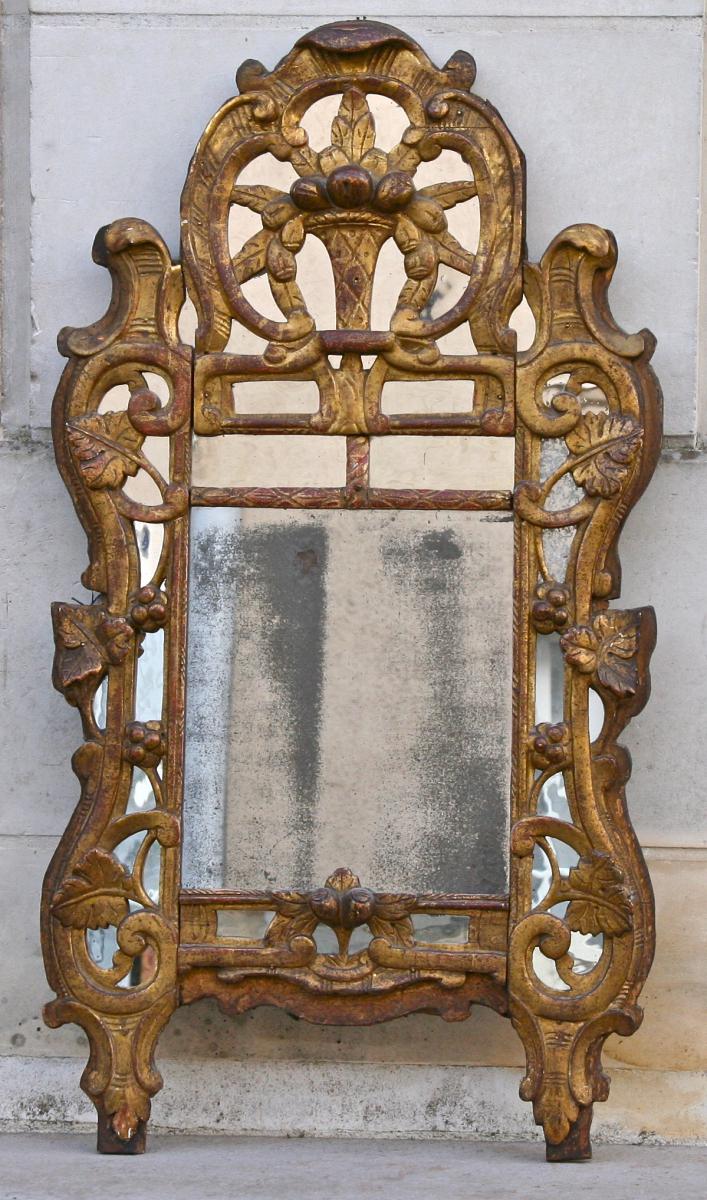 Miroir Provençal XVIIIème à Parclose En Bois Doré