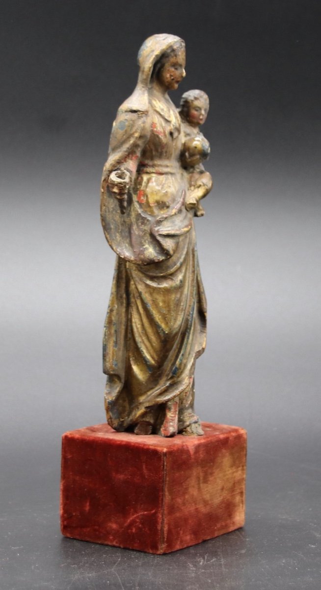 Virgin And Child 18th Century In Polychrome Wood-photo-1