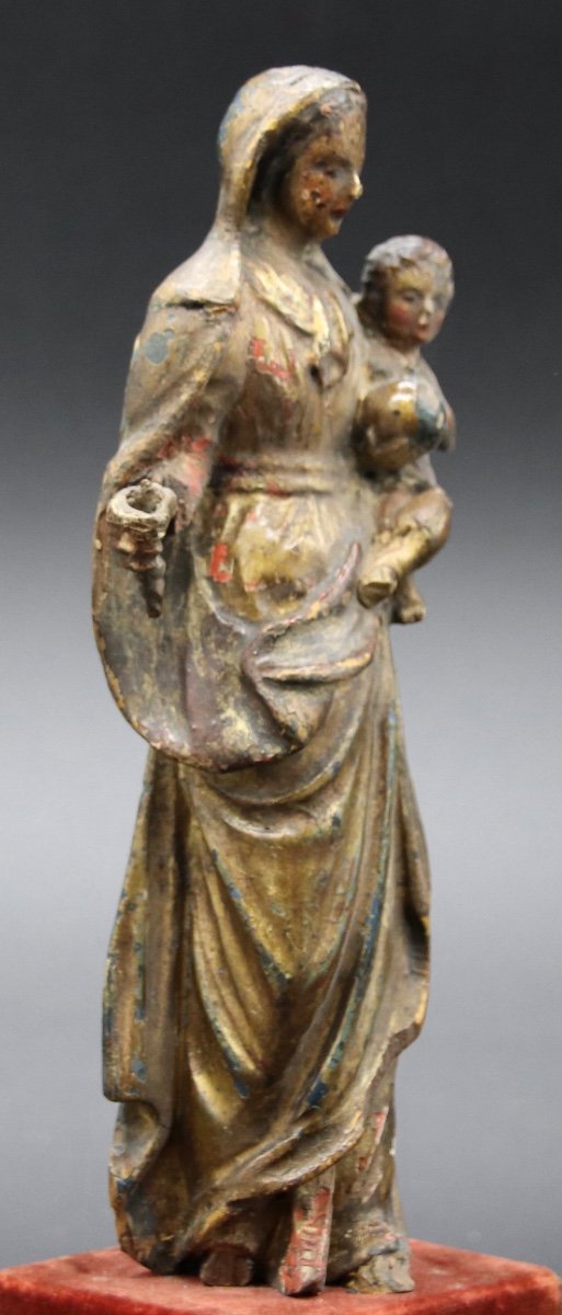 Virgin And Child 18th Century In Polychrome Wood-photo-5