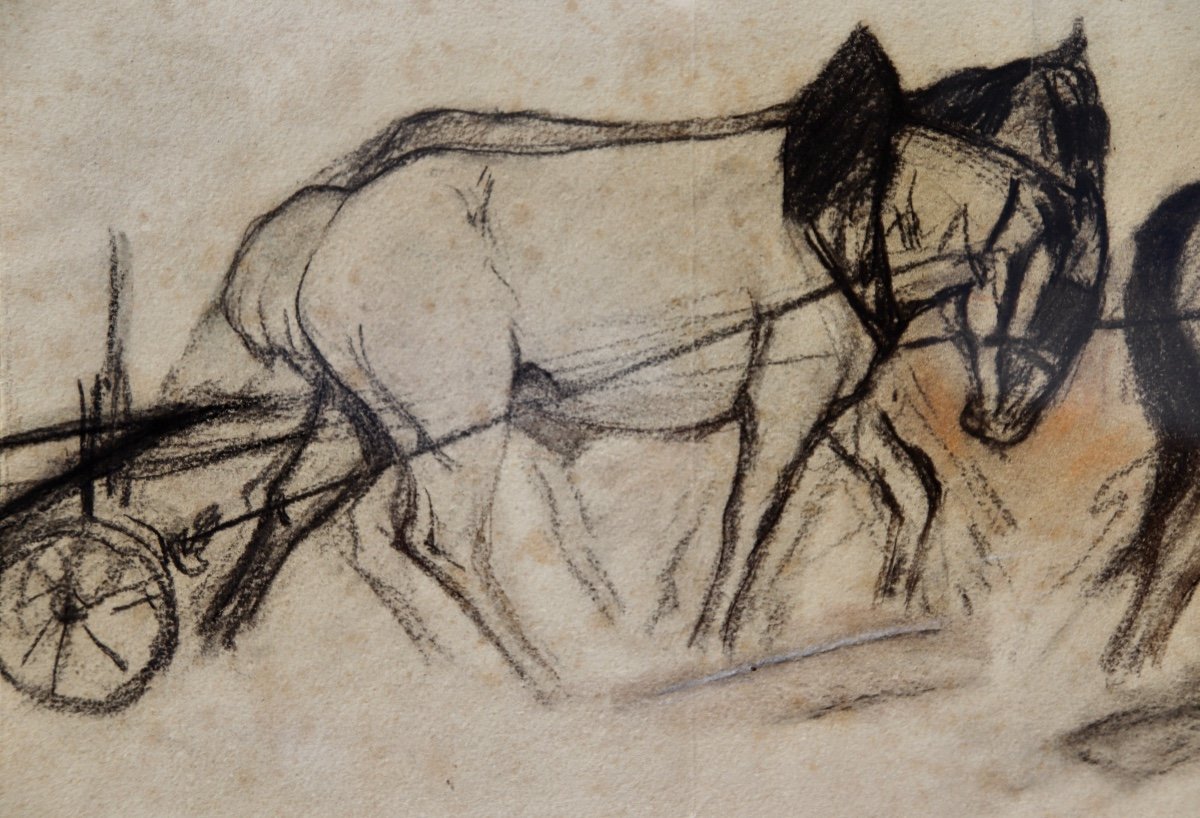 Dessin Pastel Chevaux De Trait Par Maximilien Luce -photo-3