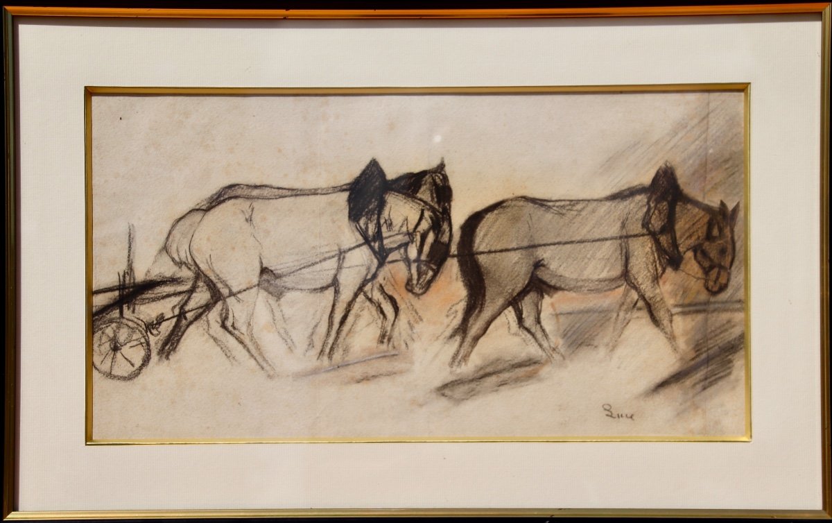 Dessin Pastel Chevaux De Trait Par Maximilien Luce -photo-2