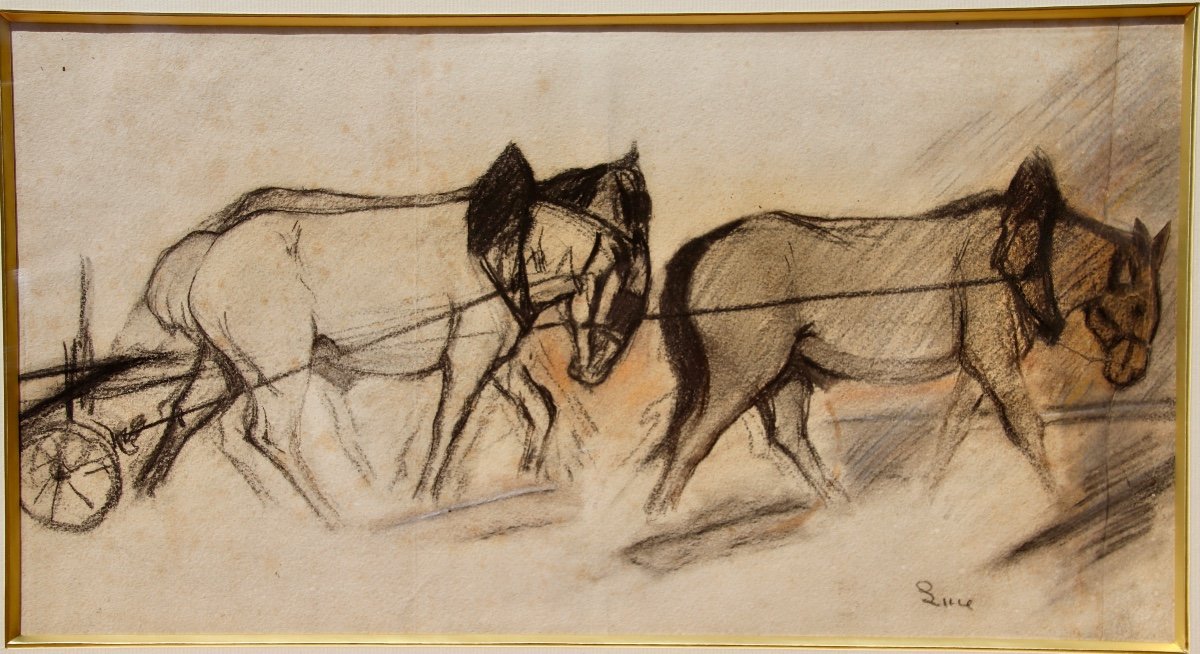 Dessin Pastel Chevaux De Trait Par Maximilien Luce -photo-6