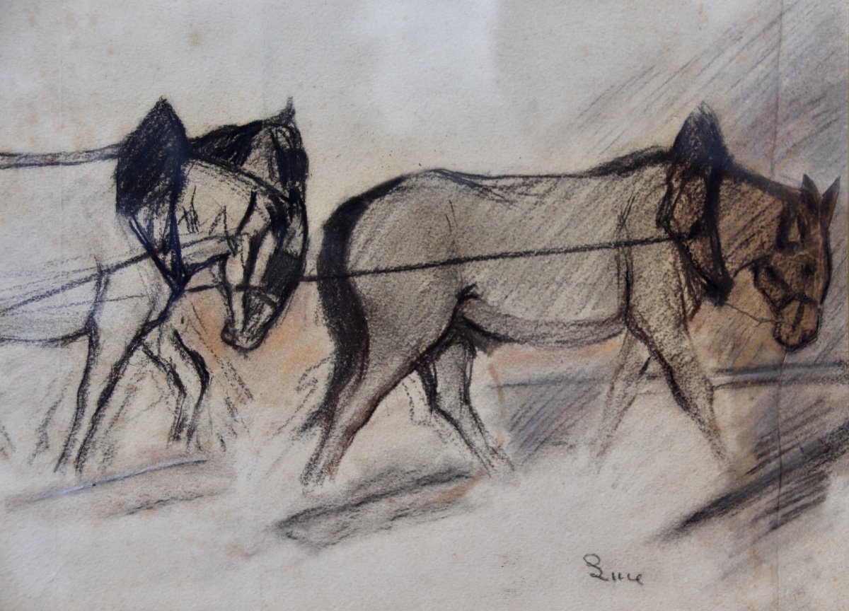 Dessin Pastel Chevaux De Trait Par Maximilien Luce -photo-7