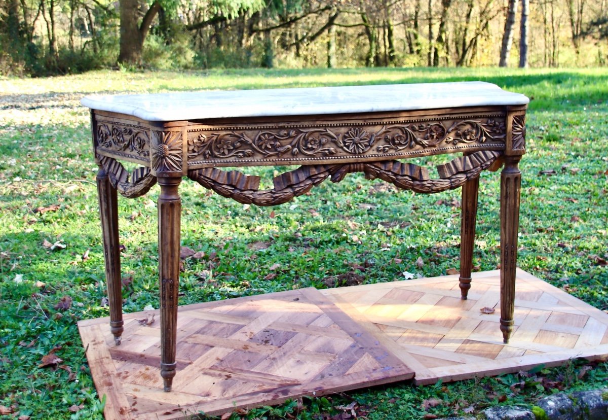 Grande Console Galbée XIXème De Style Louis 