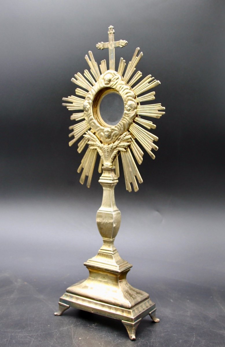 19th Century Monstrance In Silvered And Gilded Bronze -photo-2