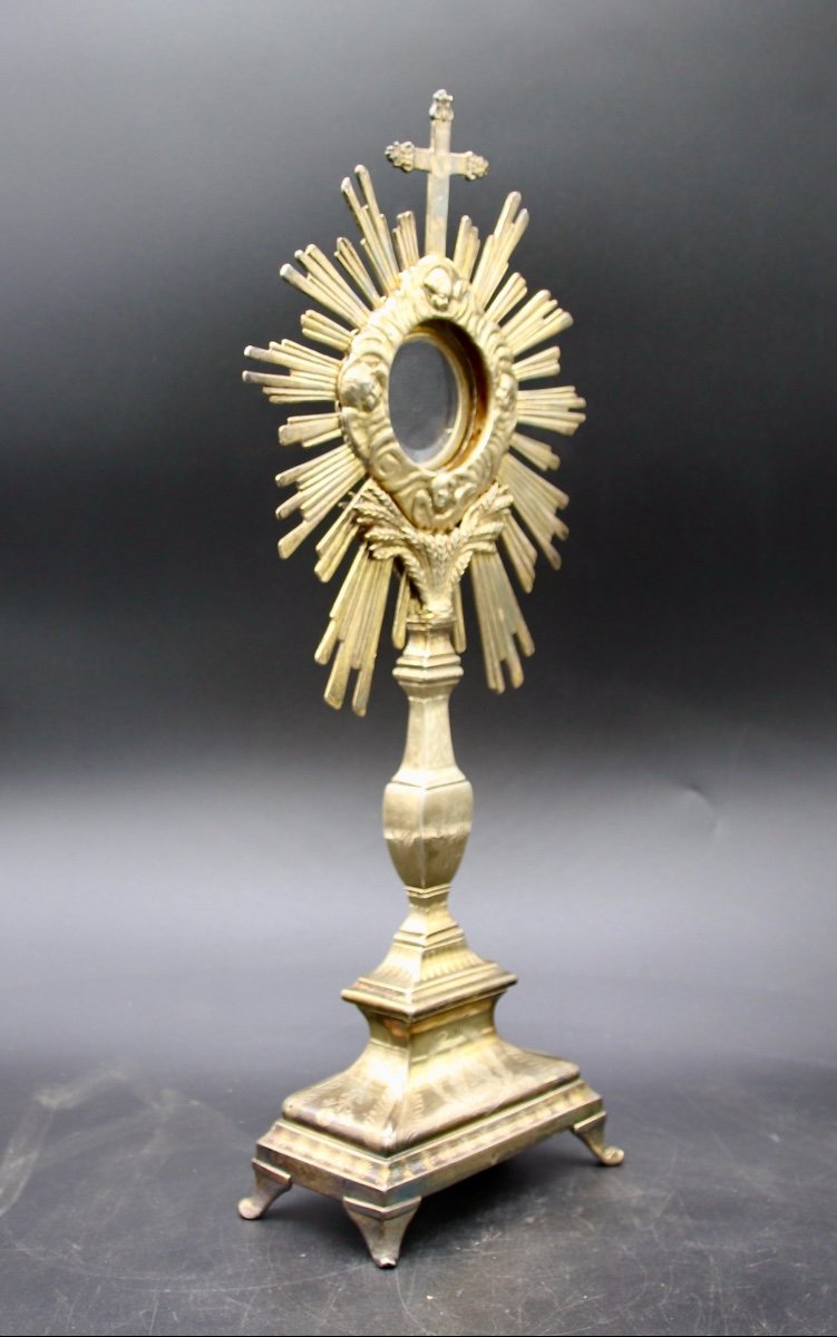 19th Century Monstrance In Silvered And Gilded Bronze -photo-3