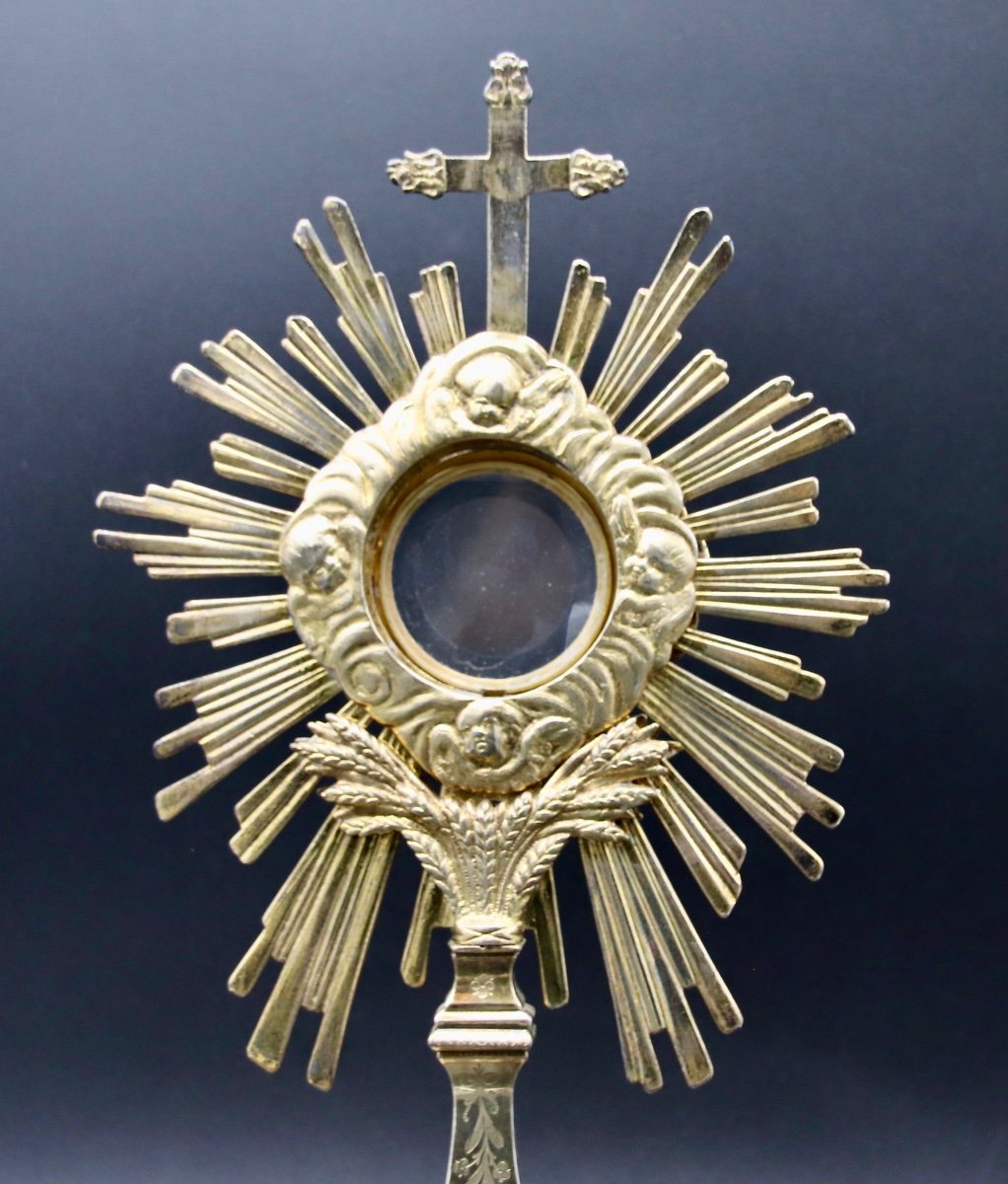 19th Century Monstrance In Silvered And Gilded Bronze -photo-4