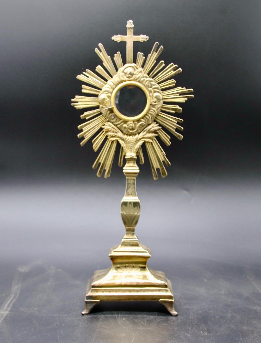 19th Century Monstrance In Silvered And Gilded Bronze -photo-3