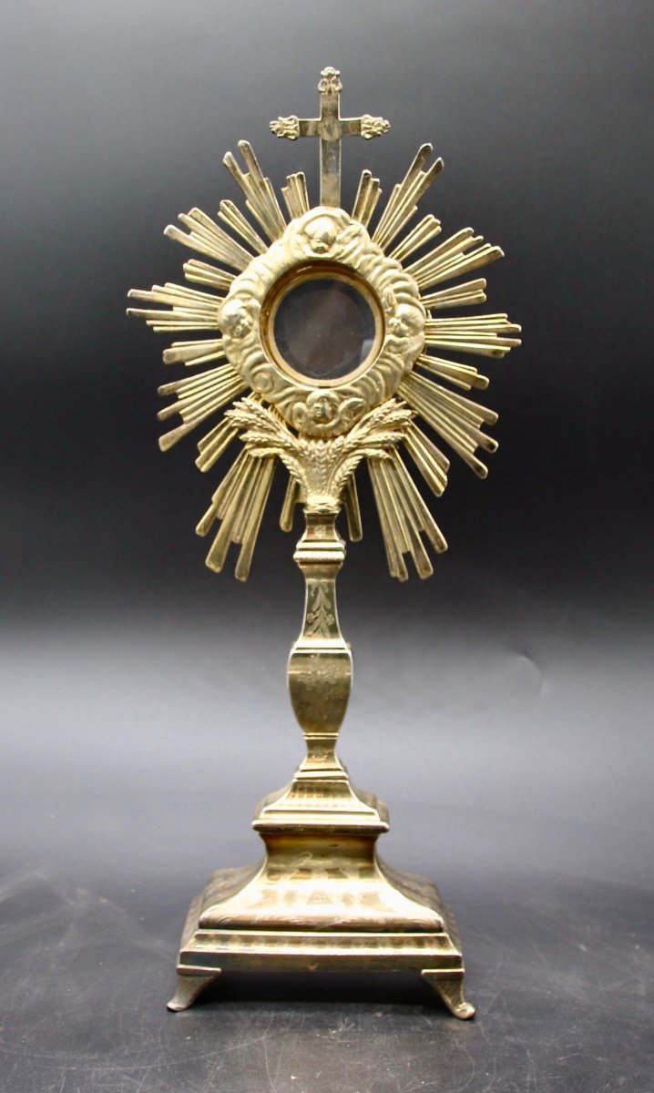 19th Century Monstrance In Silvered And Gilded Bronze -photo-5