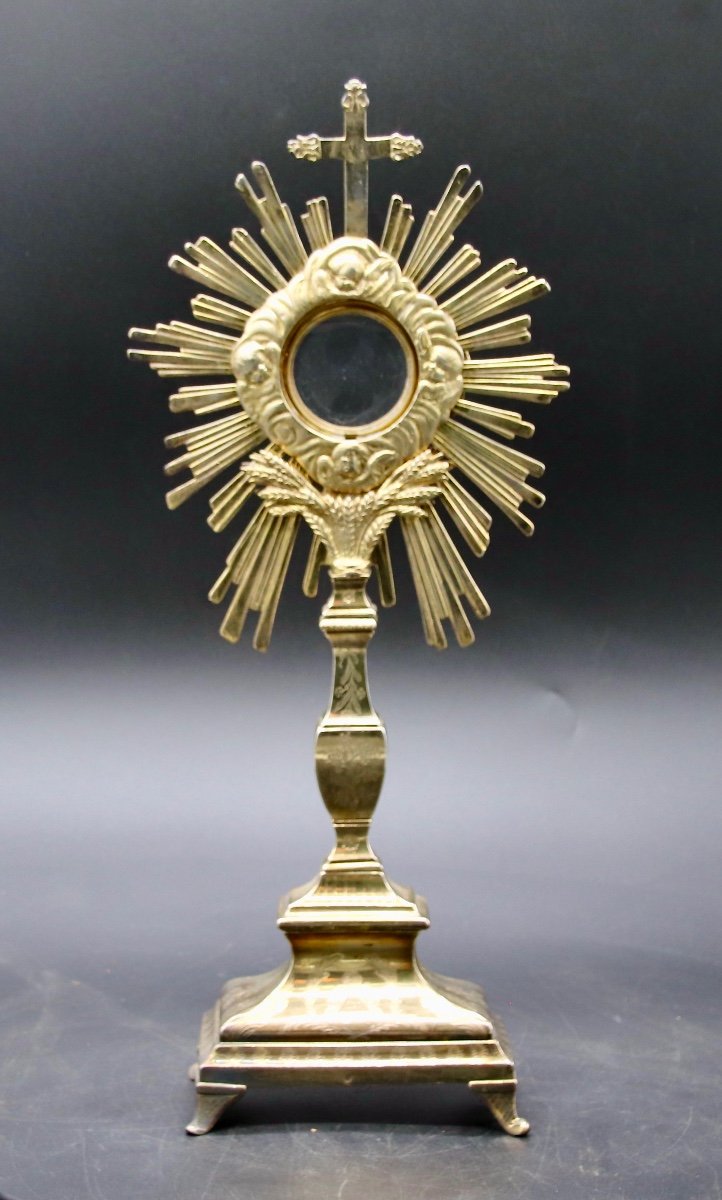 19th Century Monstrance In Silvered And Gilded Bronze 