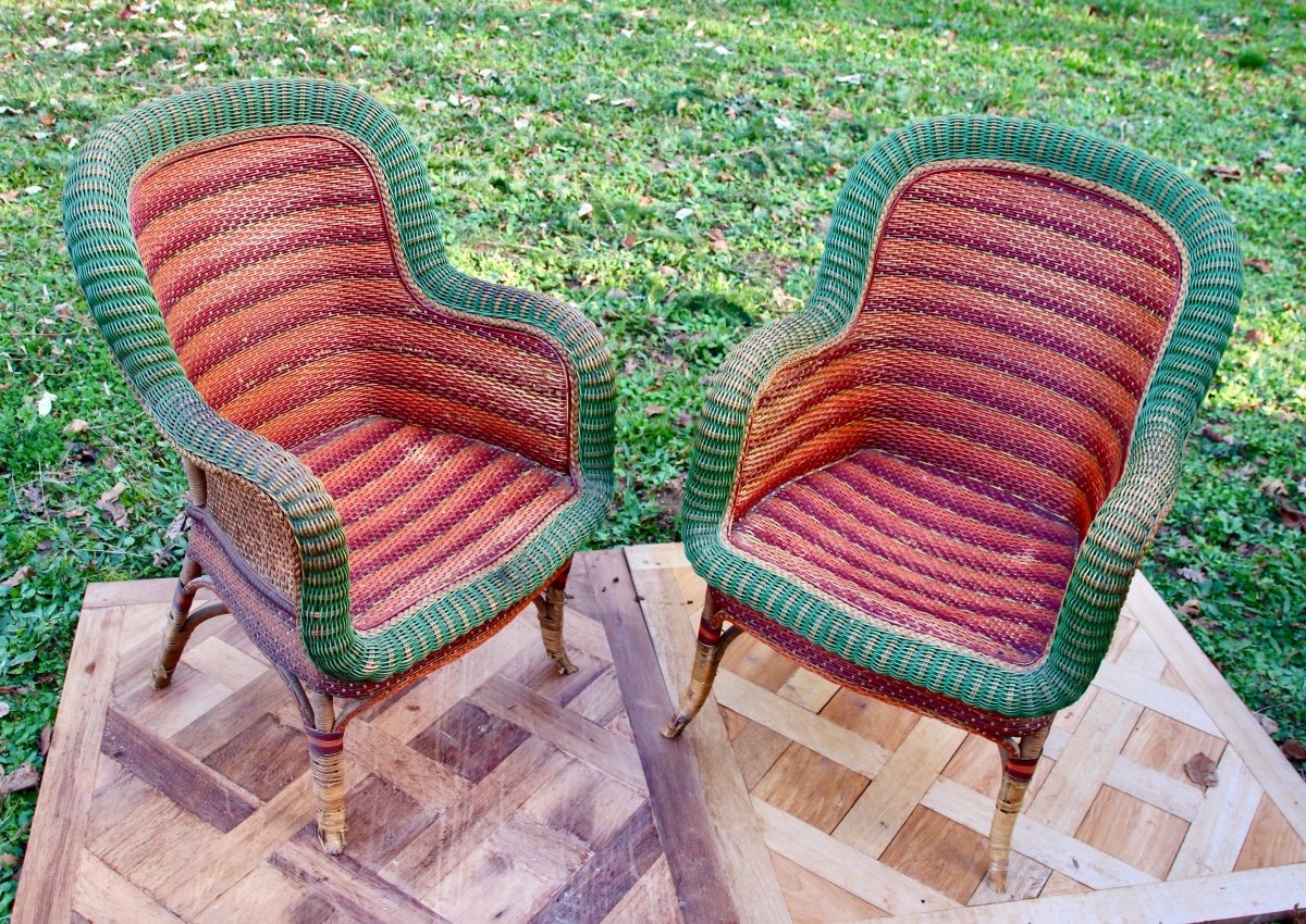 Pair Of 50s Rattan Armchairs-photo-5