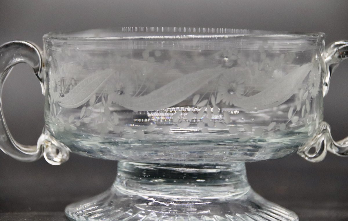 Coupelle compotier En Verre Gravé XVIIIème -photo-4