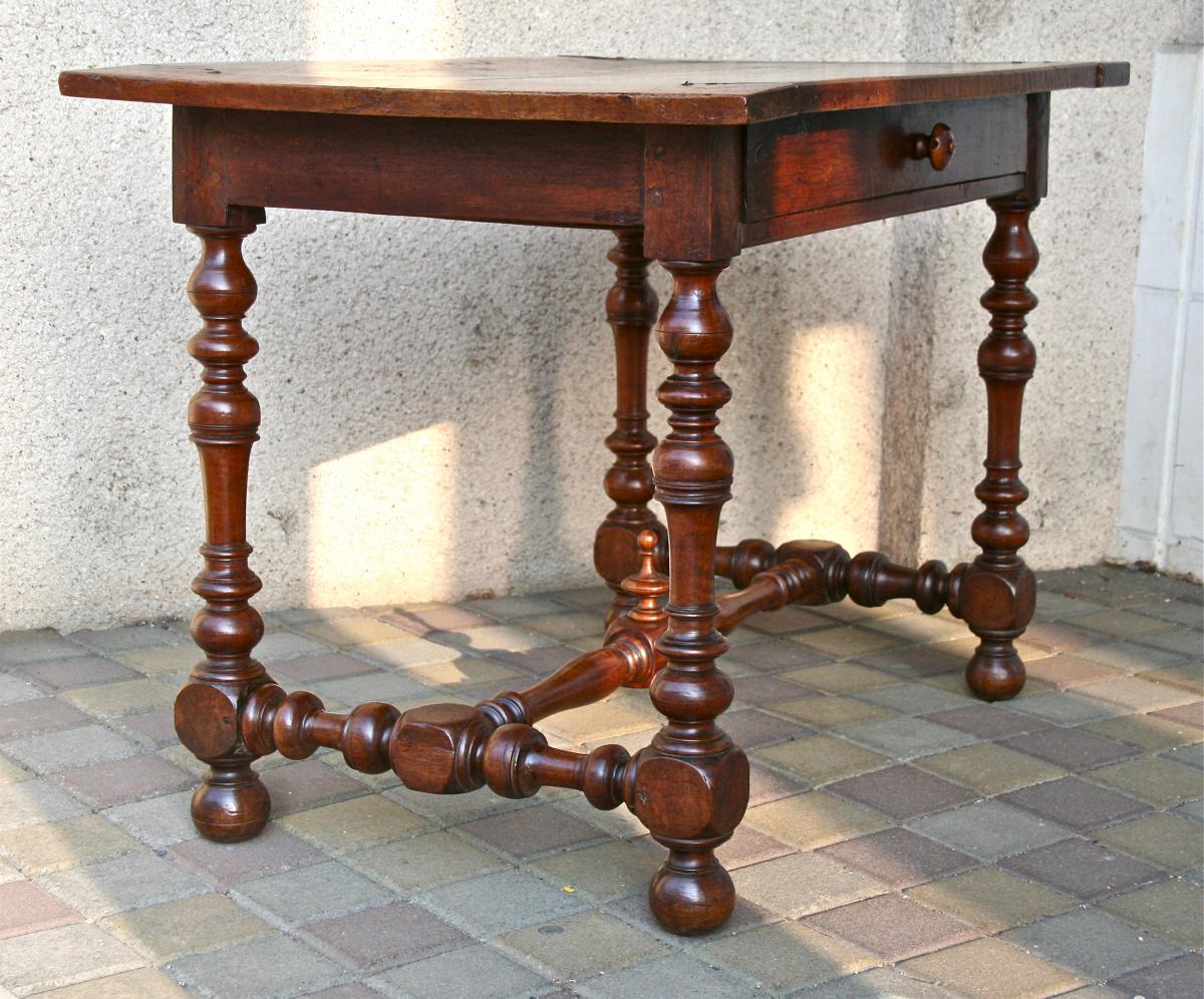 Writing Table With Louis XIII In Walnut-photo-2