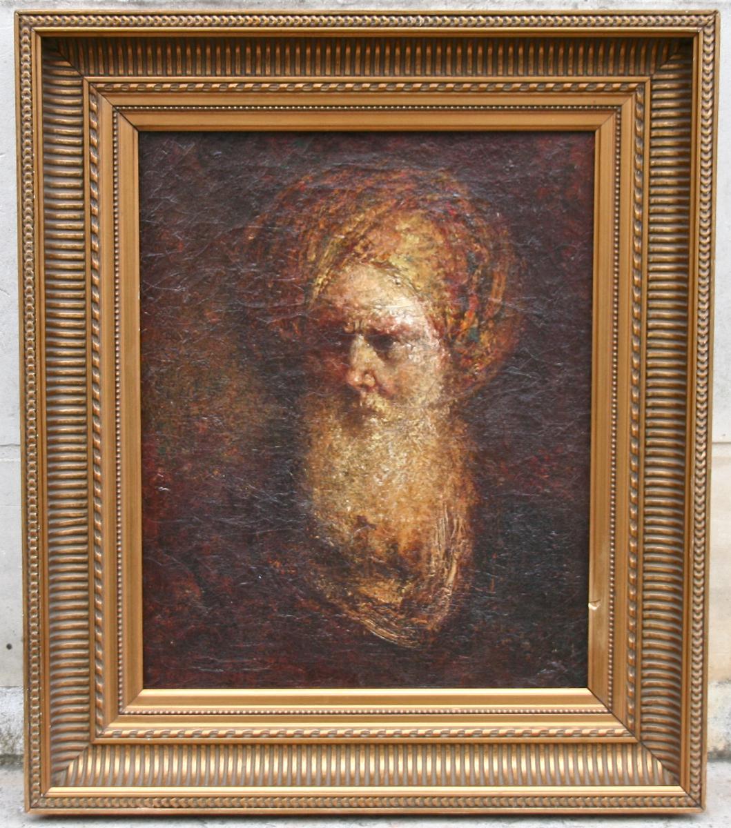 Painting XXth Start "bearded Man In Turban"-photo-4