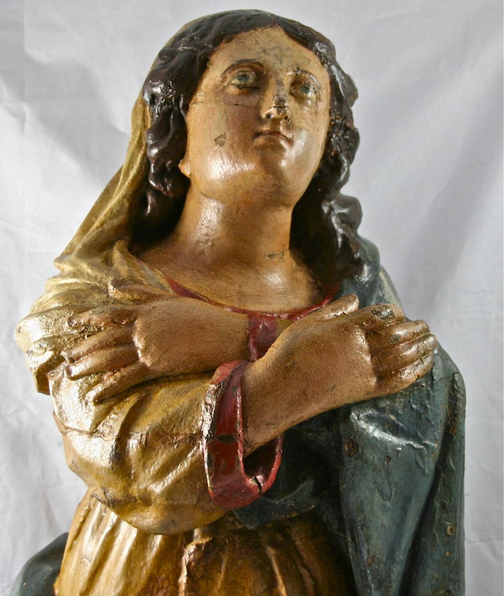 Virgin XVIII Wooden Polychrome-photo-2