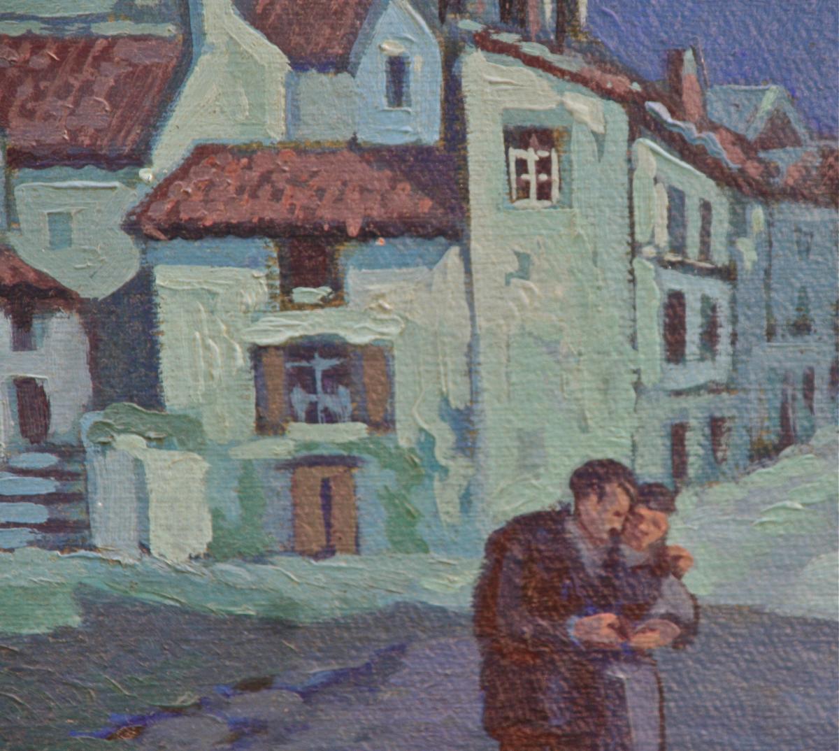 Peinture XXème "nocturne à Montmorillon" Par H. Lejeune-photo-4